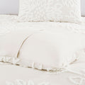 3 Piece Tufted Cotton Chenille Floral Duvet Cover Set King Off White Cotton