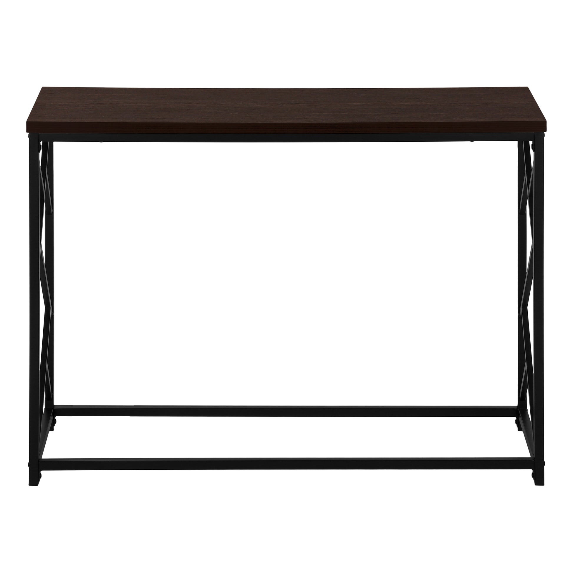 Accent Table, Console, Entryway, Narrow, Sofa, Living Room, Bedroom, Brown Laminate, Black Metal, Contemporary, Modern Espresso Metal