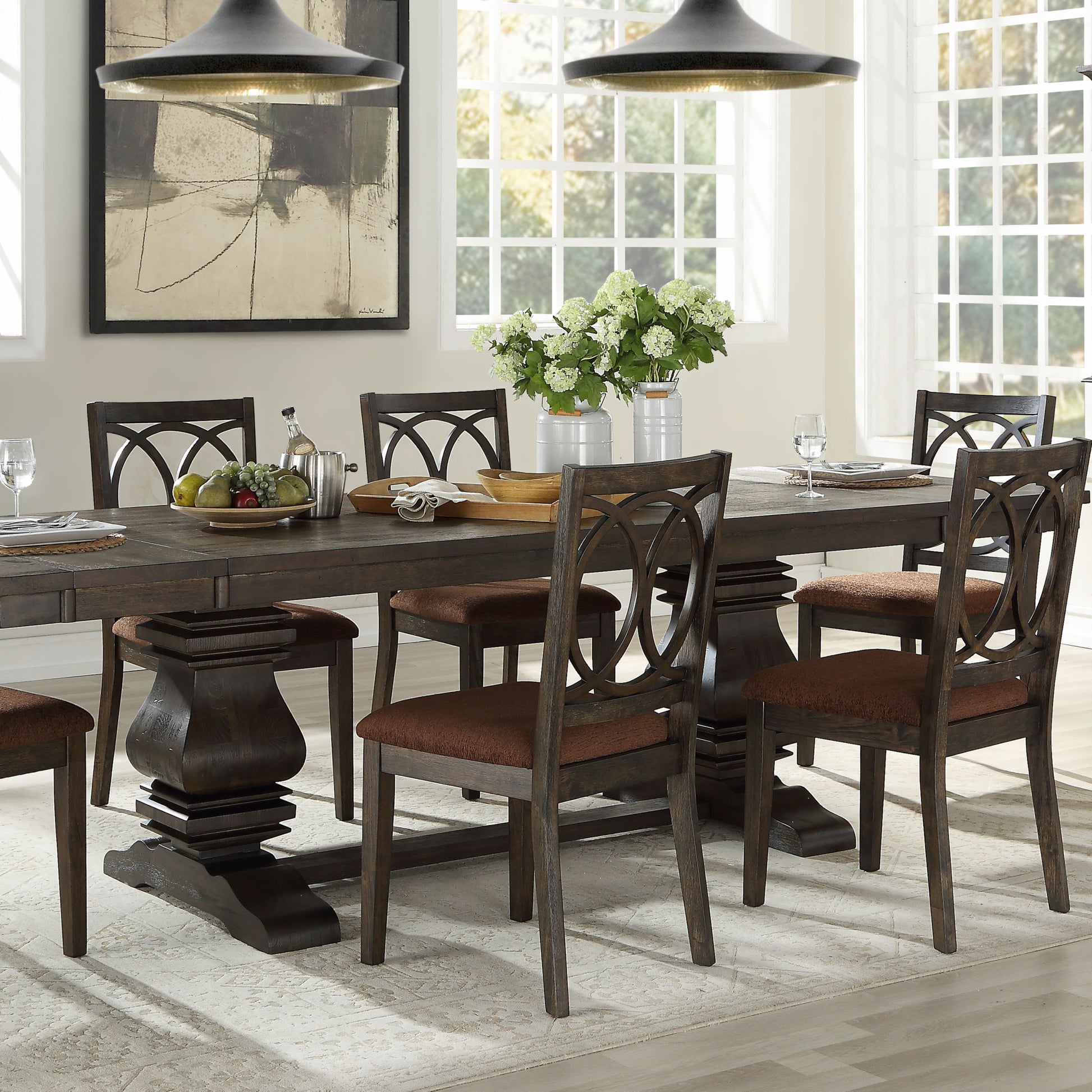 Brown And Espresso Side Chair With Padded Seat Set Of 2 Solid Espresso Dining Room Traditional Side Chair Open Back Set Of 2 Wood Fabric