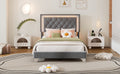 Twin Size Upholstered Bed Frame With Led Lights,Modern Velvet Platform Bed With Tufted Headboard,Grey Twin Grey Velvet