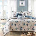 Brushed Microfiber Quilt Set With Throw Pillows Blue Full Queen Full Blue Polyester