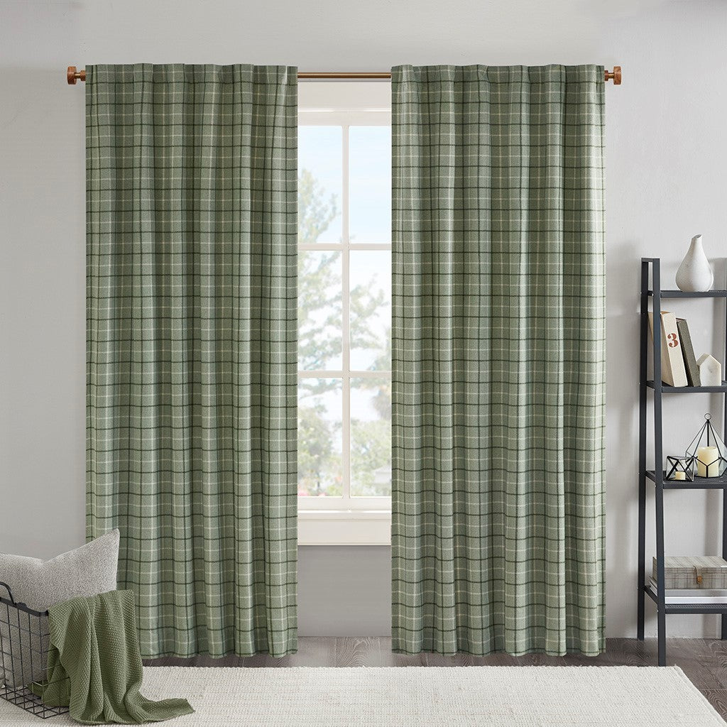 Plaid Faux Leather Tab Top Curtain Panel With Fleece Lining Only 1 Pc Curtain Panel Multicolor Polyester