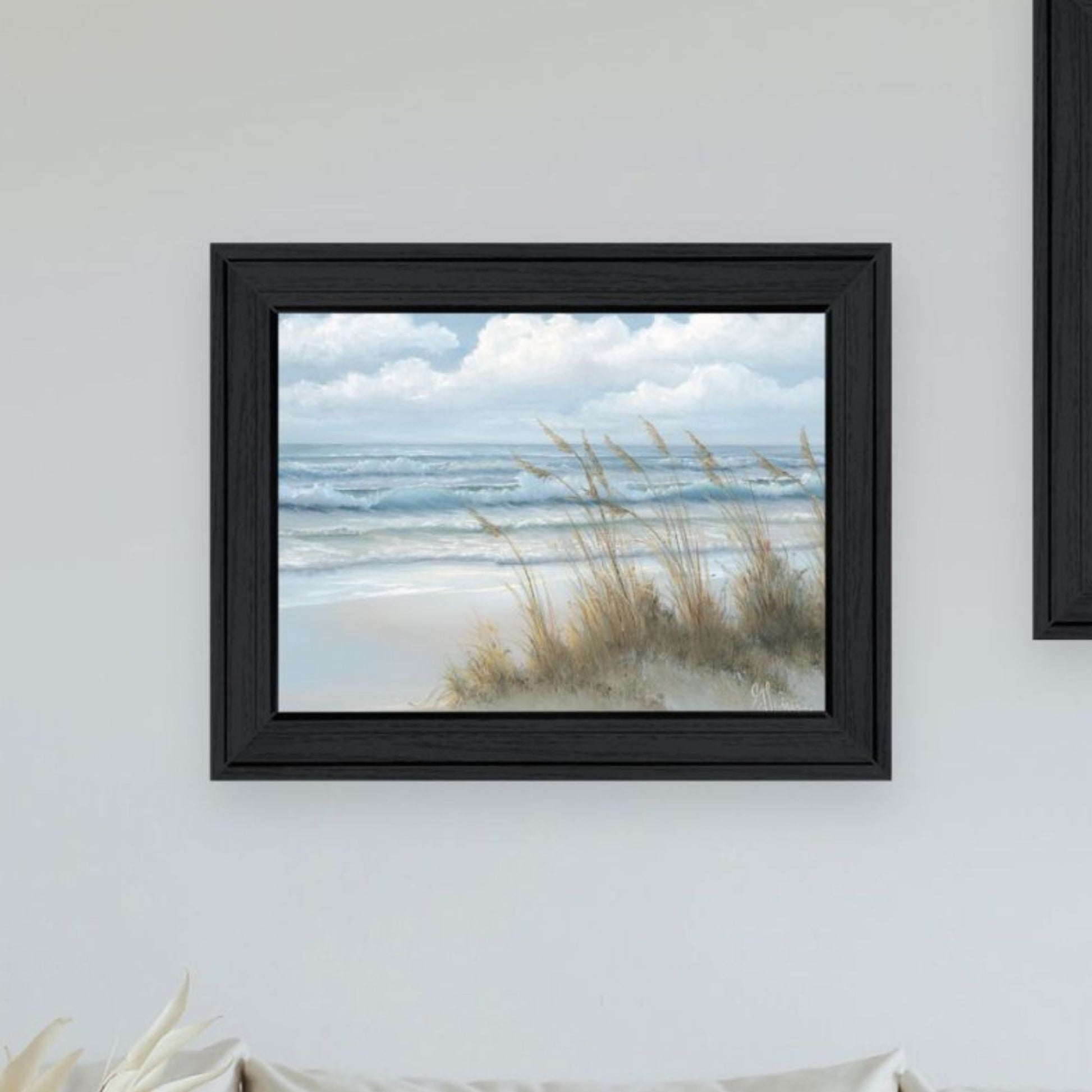 "Winds Of The Ocean Blowing The Palm Trees And Sea Oats" Framed Wall Art For Living Room, Wall Art Print For Home Decor, Bedroom Wall Art By Georgia Janisse Multicolor Wood Paper