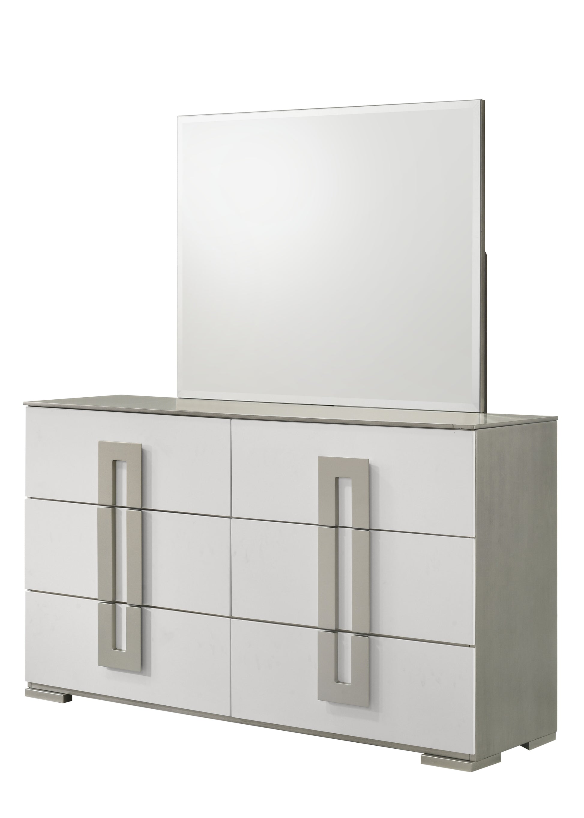 Olivia Contemporary Style 6 Drawer Dresser Made With Wood In White White Bedroom Contemporary Solid Wood Mdf Wood