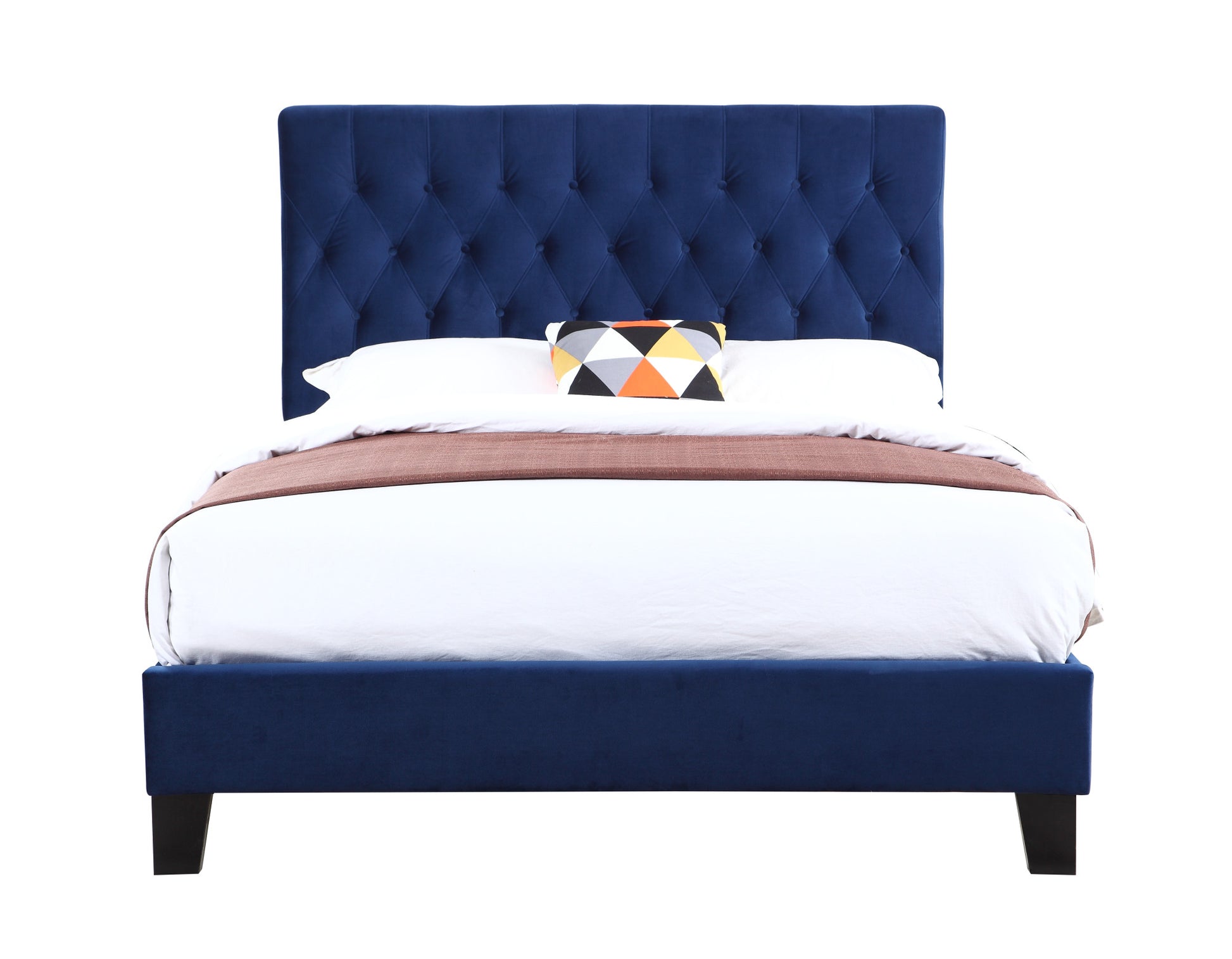 Luma Blue Cal King Upholstered Bed California King Blue Foam Solid Wood