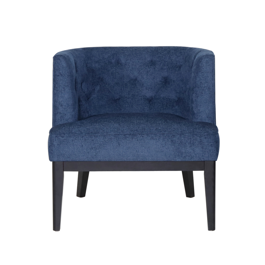 Accent Chair Navy Blue Wood Fabric