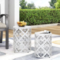 Metal S 2 End Table White Iron