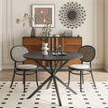 42.13'' Modern Cross Leg Round Dining Table, Black Top Occasional Table, Two Piece Removable Top, Matte Finish Iron Legs Black Mdf Metal