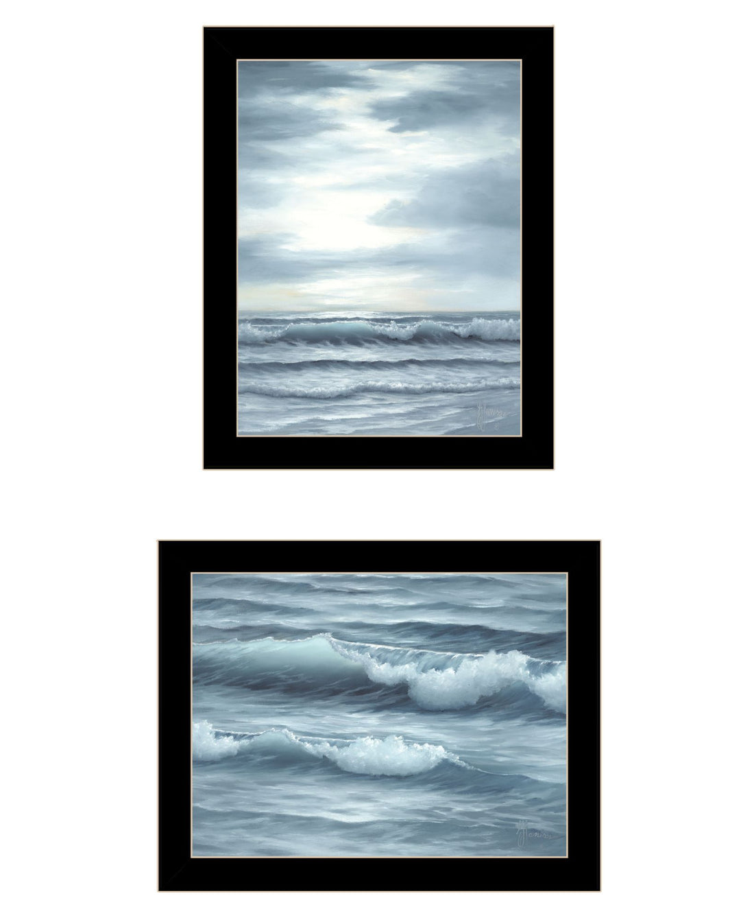 "The Ocean Blue High Tide At Sunset" Framed Wall Art For Living Room, Wall Art Print For Home Decor, Bedroom Wall Art By Georgia Janisse Multicolor Wood Paper