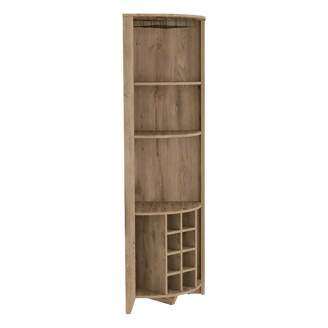 Essential Corner Bar Cabinetthree Shelves, Eight Built In Wine Rack, Two Side Shelves Beige Primary Living Space Modern Shelves Included Particle Board