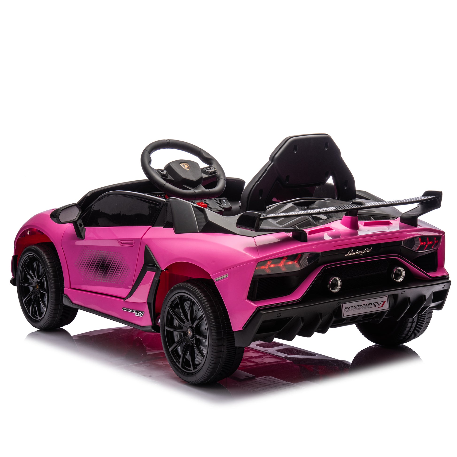 12V Kids Ride On Car W Parents Remote Control,Licensed Lamborghini Aventador Xago,Hydraulic Pressure Door,Slow Start,Early Education,Bluetooth,Adjustable Volume,Mp3,Usb,Led Lights For Kids Aged 3 8. Pink 50 99 Lbs Polypropylene