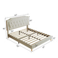 Queen Size, Cotton Linen Fabric, Mesh Mounted Bed, Stable, Easy To Assemble, Light Grey Queen Light Gray Mdf Acacia