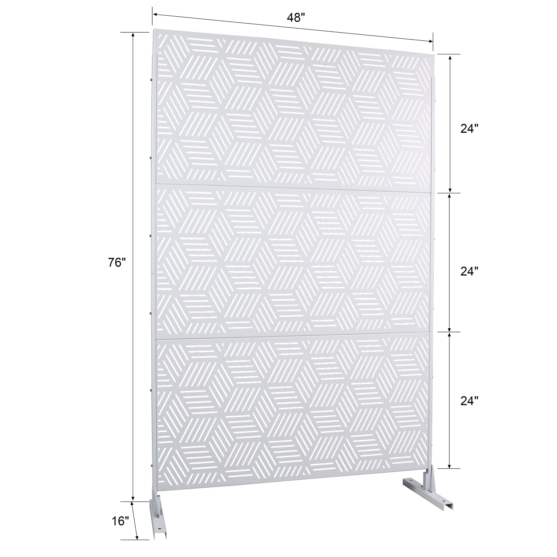 Outdoor & Indoor Privacy Screen Metal Privacy Screen 76" H 48" W, Freestanding Decorative Privacy Screen For Deck Balcony Patio, Privacy Fence Panels For Outside Lawn Garden Ps116 White White Steel