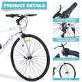 Shimano 7 Speed Hybrid Bike Aluminum Alloy Frame C Brake 700C Road Bike For Men Women'S City Bicycle White Aluminium Alloy