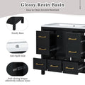 36'' Bathroom Vanity With Resin Sink Combo, Solid Wood Frame Bathroom Storage Cabinet, Freestanding Vanity Set With 5 Drawers& Soft Closing Doors Same As Sw000142Aab Black Bathroom Solid Wood Mdf Resin
