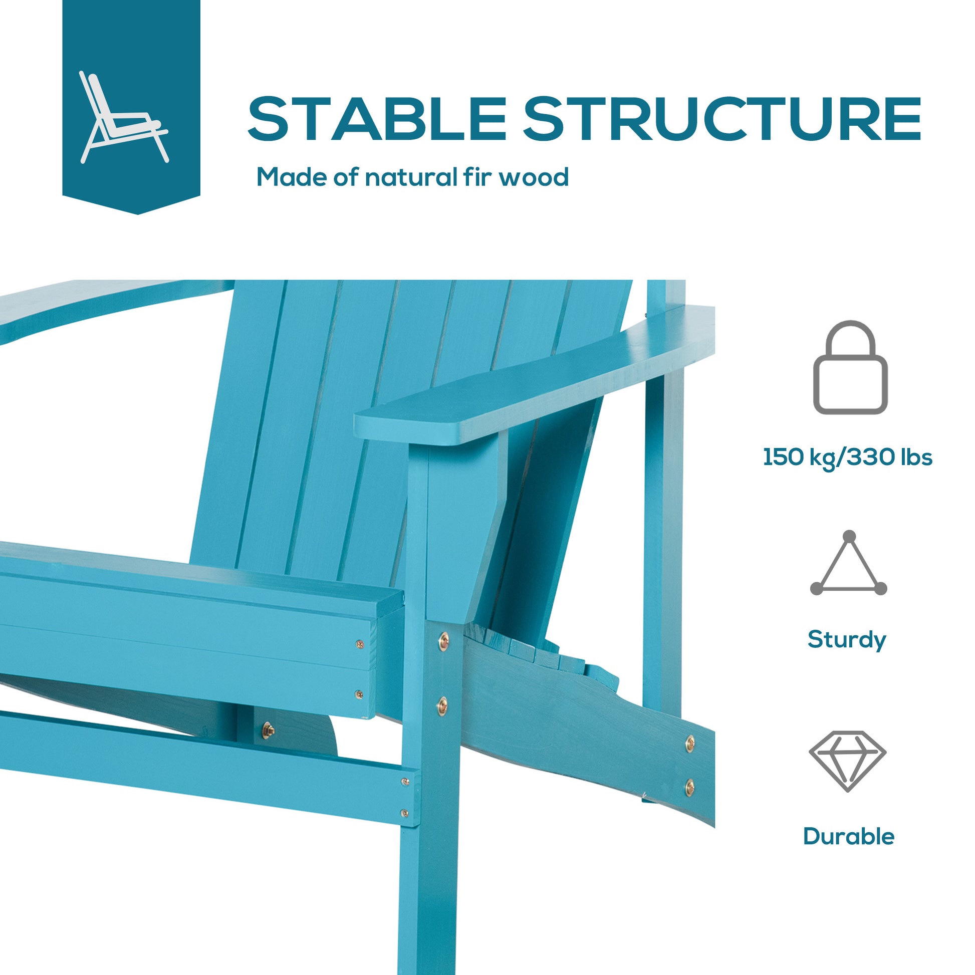 Outsunny Wooden Adirondack Chair, Outdoor Patio Lawn Chair With Cup Holder, Weather Resistant Lawn Furniture, Classic Lounge For Deck, Garden, Backyard, Fire Pit, Sky Blue Blue Wood