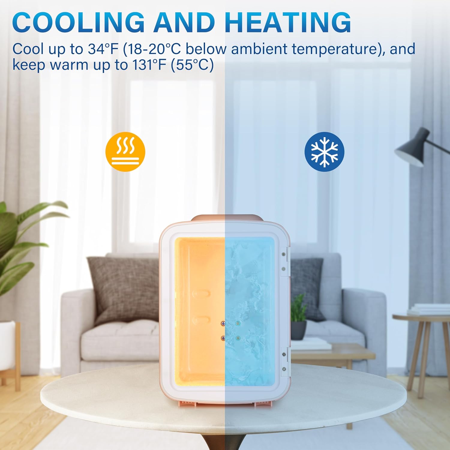 4L 6 Can Mini Fridge, Freon Free Portable Cooler & Warmer Refrigerator For Skincare, Pink Pink Polypropylene