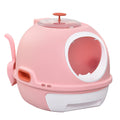 Pawhut Covered Litter Box, Litter Box With A Lid, Scoop Enclosed Drawer & Skylight For Cats That'S Easy To Clean, Pink Pink Plastic