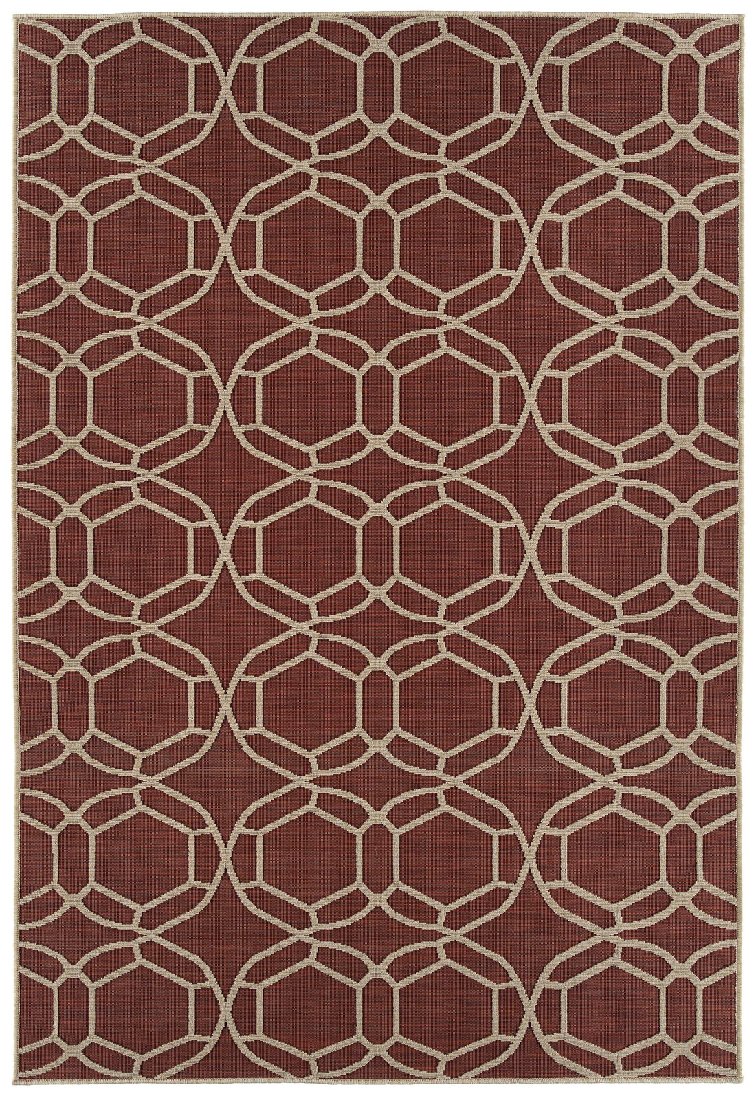 Contemporary, Transitional, Geometric, Textured, High Low Cut & Loop 2' X 3' Rectangle Throw Rug Red Polypropylene