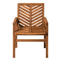 Modern 2 Piece Chevron Patio Chairs Brown Brown Acacia Wood