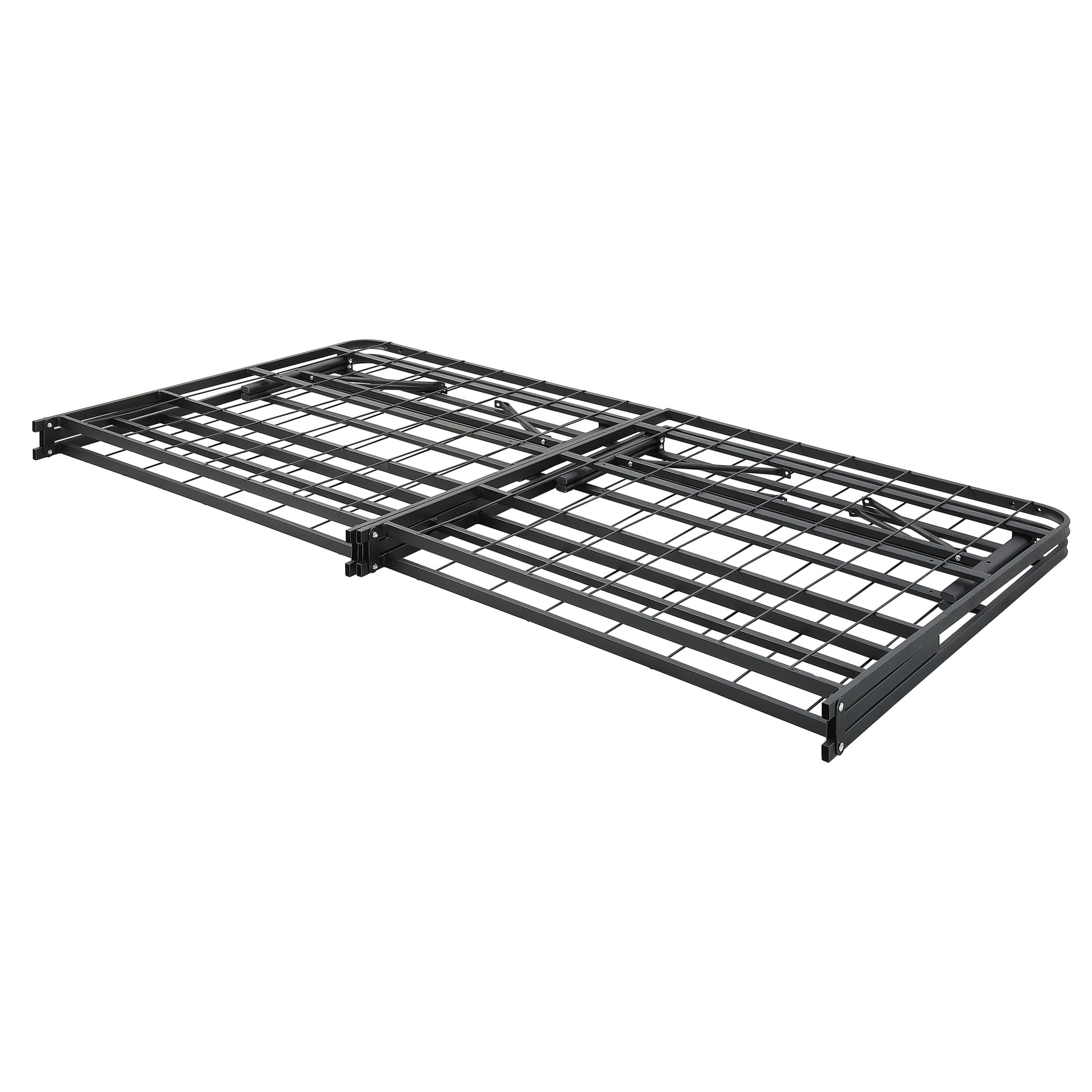 Black Metal Platform Foldable Bed Frame Eastern King Size, Toolless High Profile Design King Black Metal Bedroom Bed Frame Metal