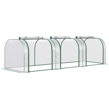 Outsunny 10' X 3' X 2.5' Mini Greenhouse, Portable Tunnel Green House With Roll Up Zippered Doors, Uv Waterproof Cover, Steel Frame, Clear Clear Pvc