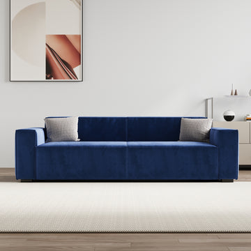 88.6" Modern Sofas Couches For Living Room,3 Seater Loveseat,Cloud Sofas & Couches With Square Armrest,Deep Seat Comfy Couch For Bedroom Navy Blue Chenille