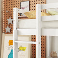 Twin Loft Wood Bed With Under Bed, Built In Desk, A Storage Cabinet Of 2 Drawers, Guardrails, Ladder,White Twin White Pine