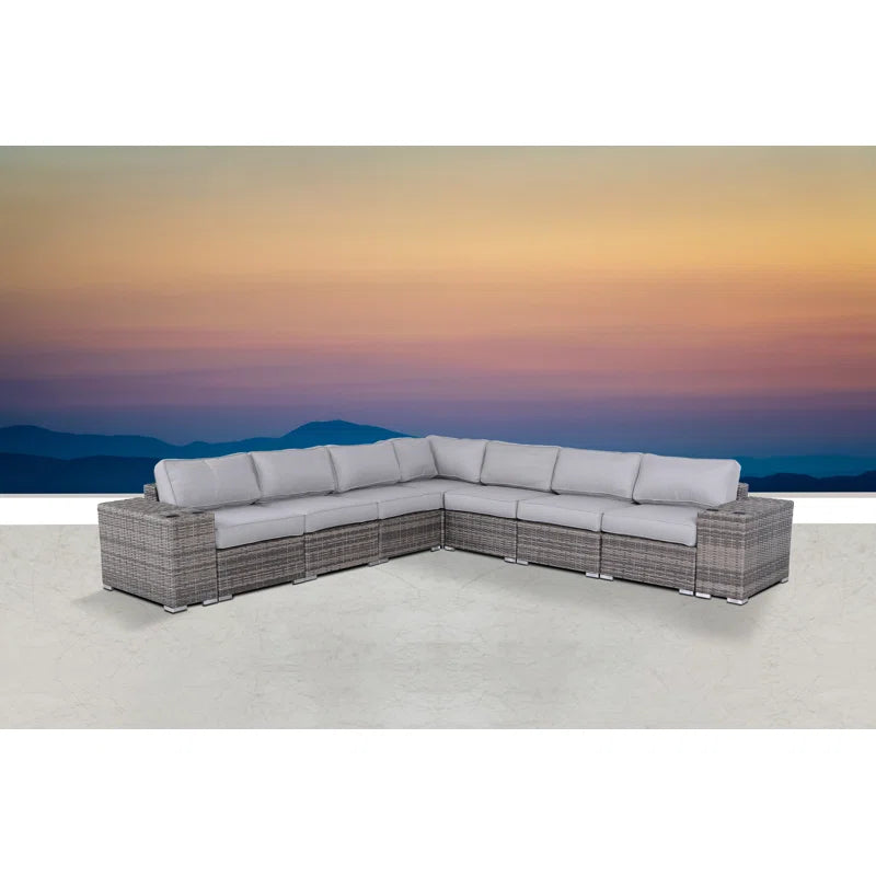 Minnesota 9 Piece Sectional Sofa Set With Cushions Fully Assembled Grey Mix Wicker