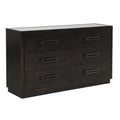 Modern Bedroom Furniture 1Pc Dresser Of 6X Drawers Charcoal Finish Glass Insert Top Stylish Gunmetal Tone Handles Charcoal Bedroom Modern Wood