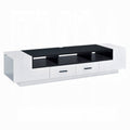 White And Black 2 Drawer Tv Stand White Black Primary Living Space 70 Inches 70 79 Inches Modern Particle Board Mdf