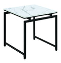 3 Piece Metal Base Occasional Table Set With Faux Marble Top, Black And White Black White Fabric Metal