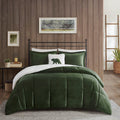 Plush To Sherpa Down Alternative Comforter Set Queen Green Ivory Polyester