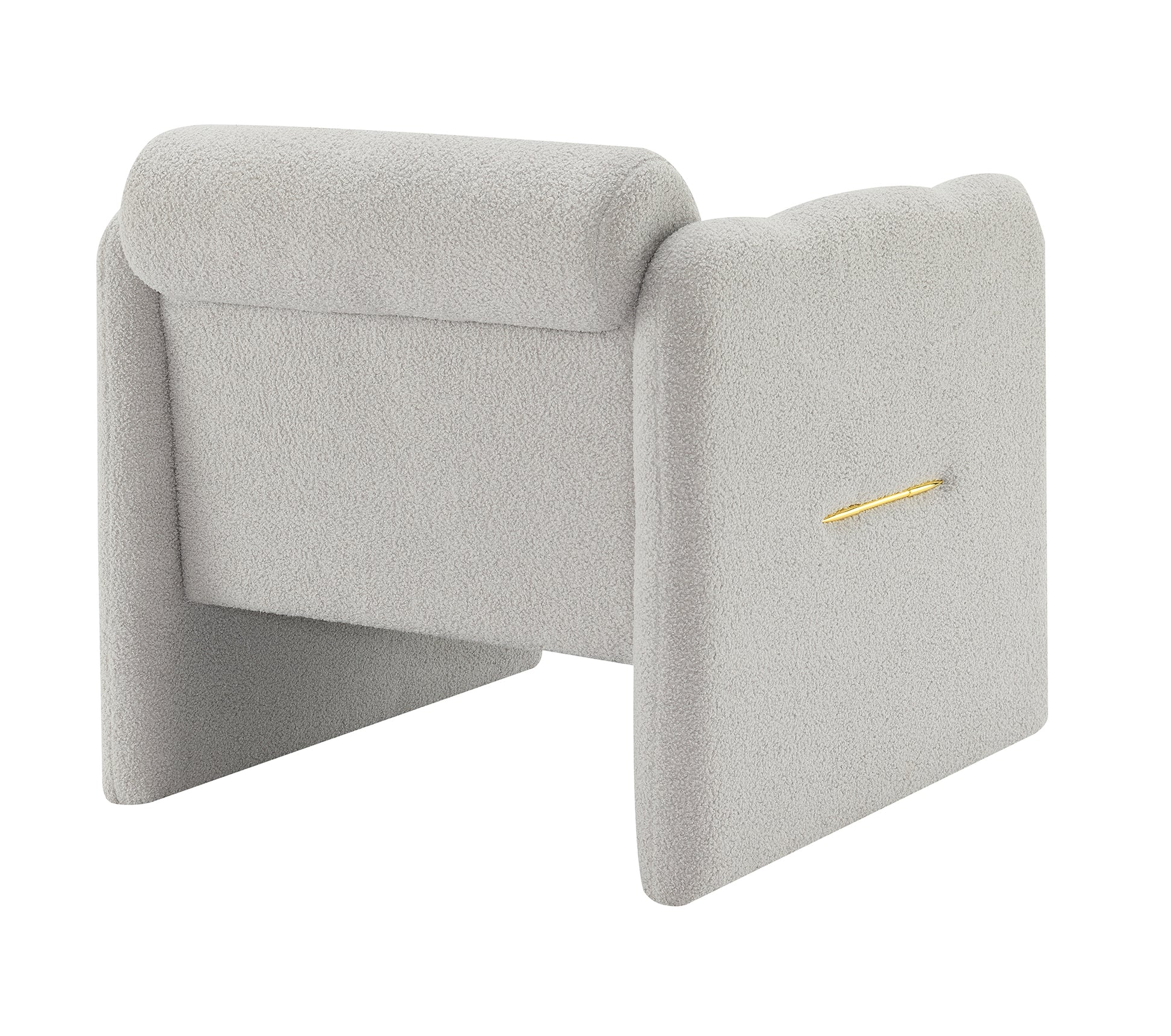 Arm Chair With Waved Arms, Metal Decoration On Both Side Arms, Accent Chair For Primary Living Space,Living Room,Bedroom, Teddy Fabric, Light Grey Light Grey Primary Living Space Modern Foam Plywood