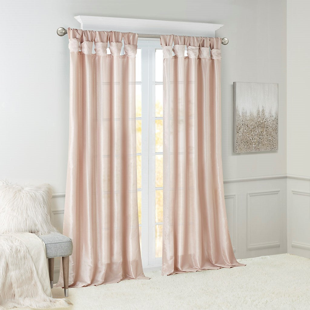 Twist Tab Lined Window Curtain Panel Only 1 Pc Panel Blush Polyester