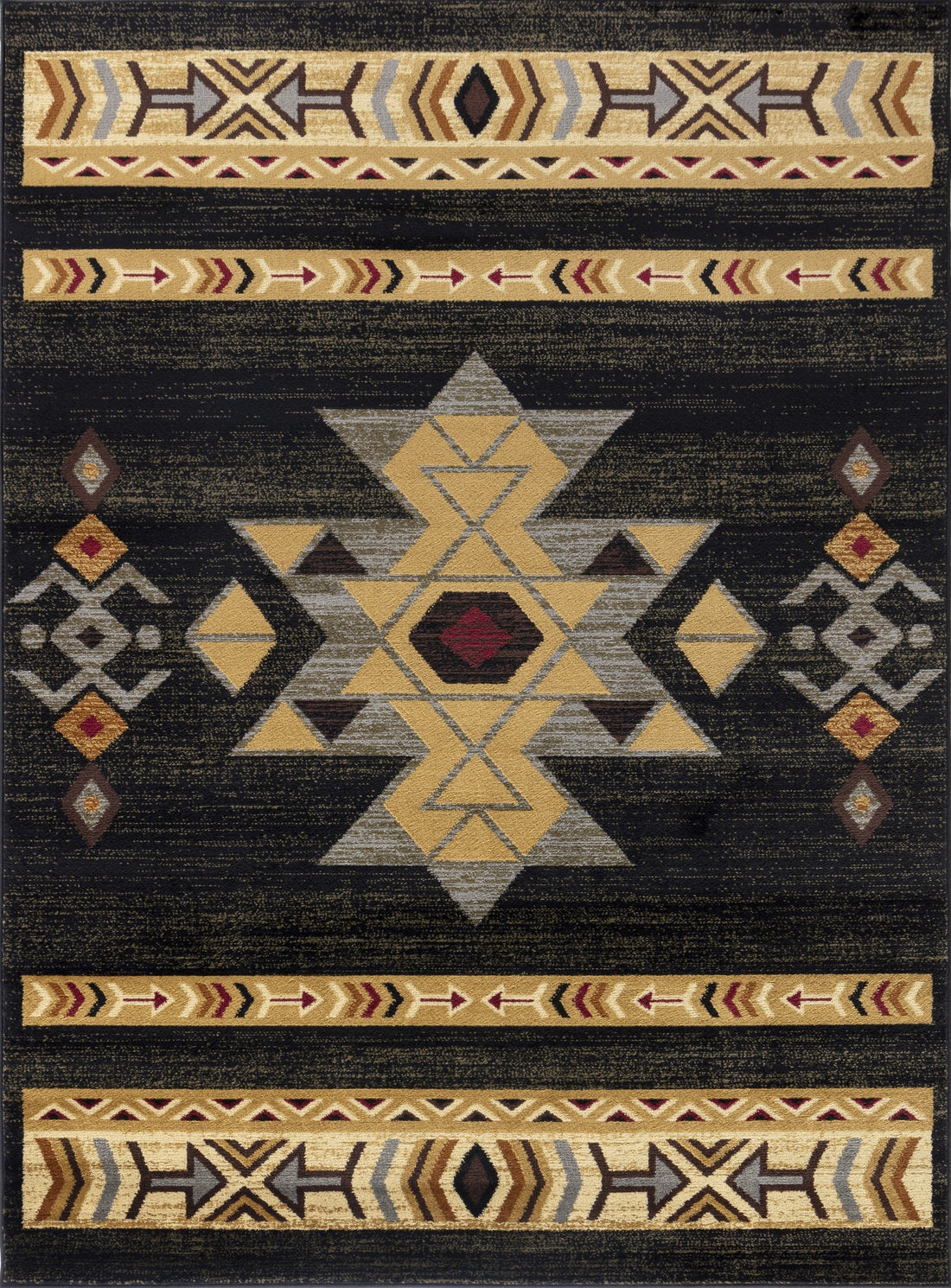 Tribes Gc Yls4004 Black 7 Ft. 10 In. X 10 Ft. 3 In. Southwest Area Rug Black Polypropylene