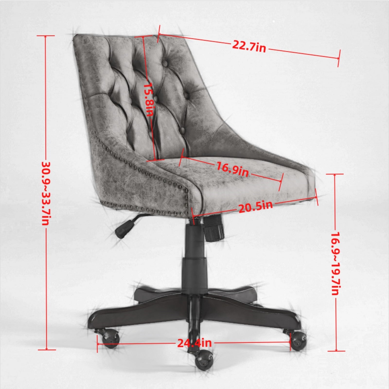 Medieval Retro Style Sheepskin Pattern Fabric Home Office Chair With Lift, Swivel And Recline Functions,Gray Color Gray American Design Foam Pu Leather