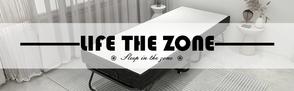 Deluxe Diplomat Folding Bed Twin Size With Luxurious Memory Foam Mattress And A Super Strong Sturdy Frame White Black Metal