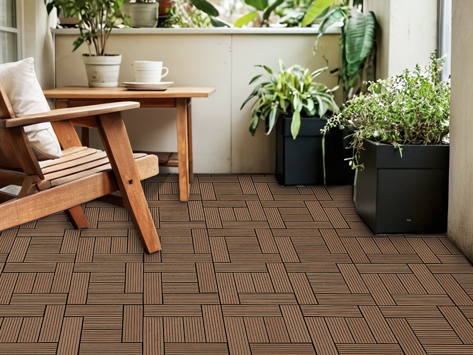 Wood Plastic Composite Deck Tiles Set Of 20Pcs, Composite Decking Resist Rust, Patio Flooring Outdoor Waterproof, Floor Tiles For Balcony, Backyard, Indoor And Outdoor Use, 12X12In Light Coffee Light Coffee Modern Plastic Wood Plastic