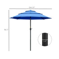 Outsunny 9Ft 3 Tiers Patio Umbrella Outdoor Market Umbrella With Crank, Push Button Tilt For Deck, Backyard And Lawn, Dark Blue Blue Polyester