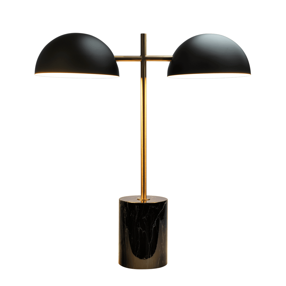 Nova Hydro Black Table Lamp With On Off Switch Double Lamp With Faux Marble Base Black Gold,Marble Marble Metal,Metal