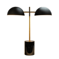 Nova Hydro Black Table Lamp With On Off Switch Double Lamp With Faux Marble Base Black Gold,Marble Marble Metal,Metal