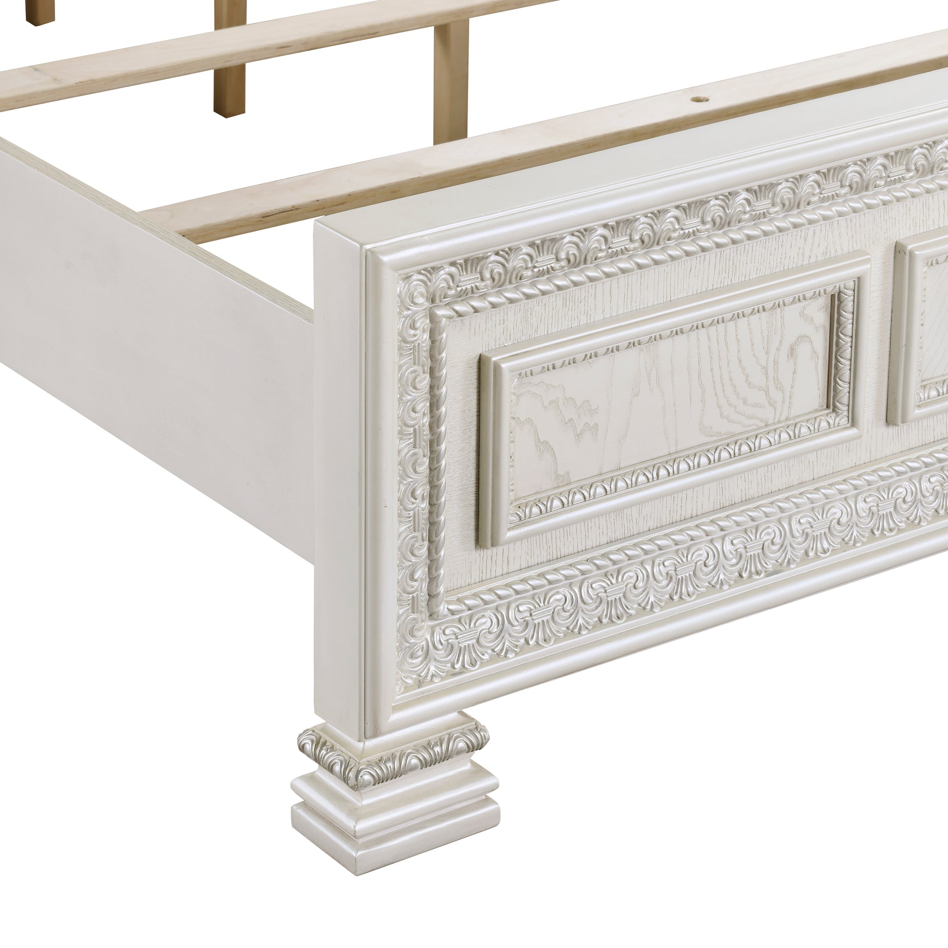 Classic Luxury Pearl White Finish King Bed Button Tufted Upholstered Headboard Bedroom Furniture 1Pc, Dart Molding Design Panels Box Spring Required King White Wood Bedroom Bed Frame Polyester Wood