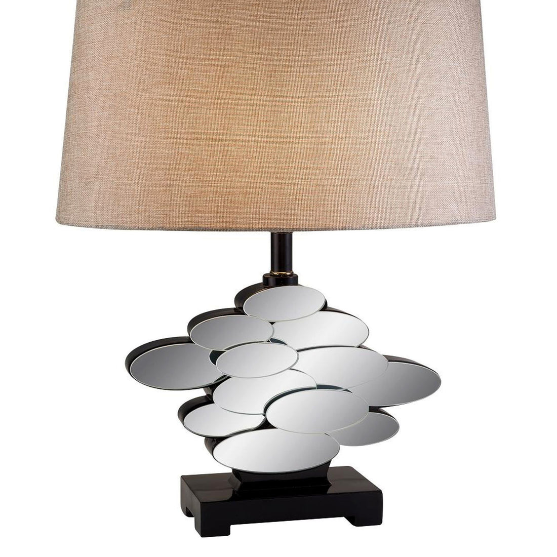 25.5" Tall Polyresin Table Lamp With Bronze Finish And Glass Accents Beige Black Metal