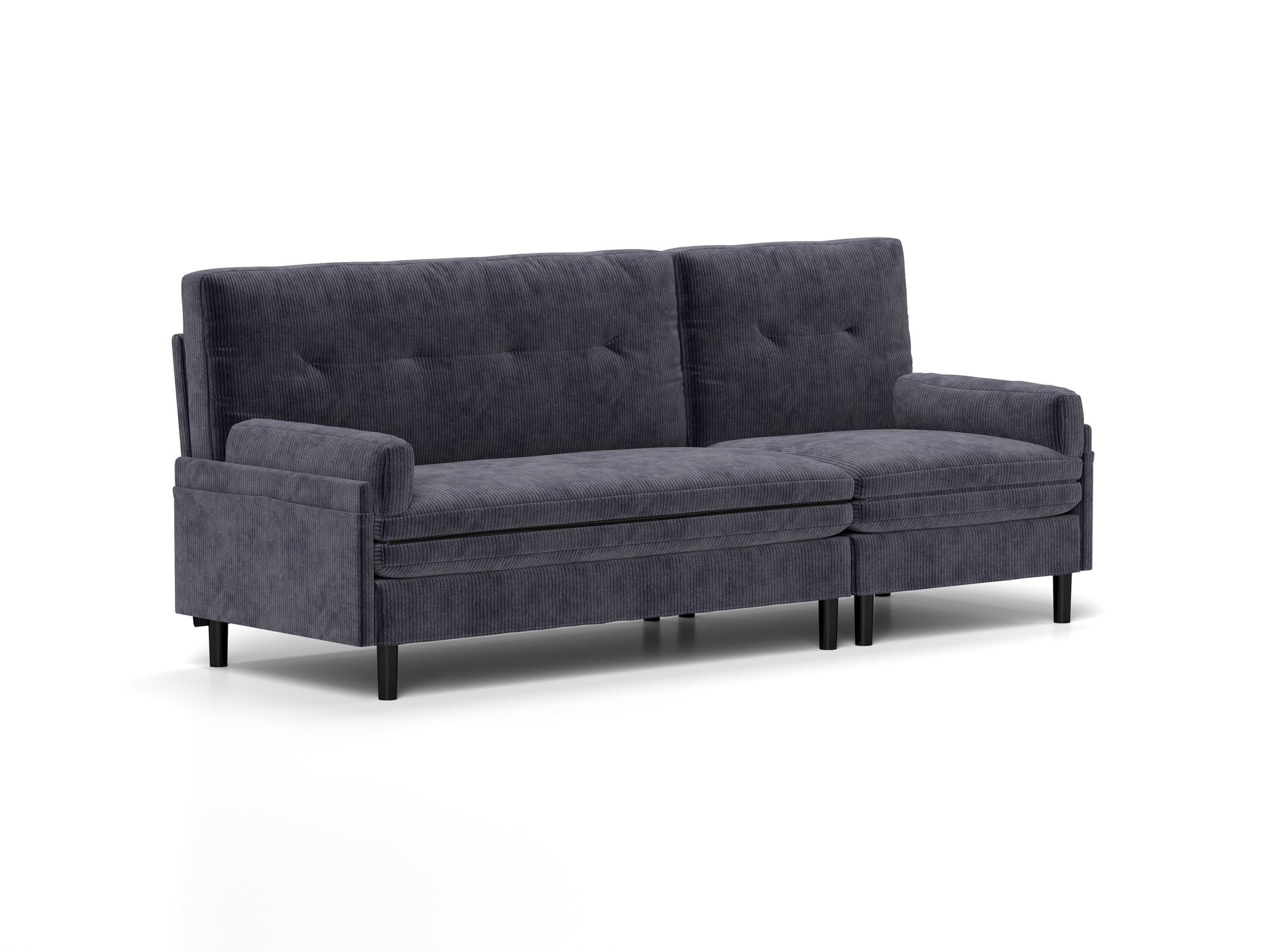 Grey Corduroy Sectional Sofa: Convertible 3 Seaters Sofa, L Shaped Sofa, And Bed Grey Velvet Metal Primary Living Space Medium Soft Loose Back Pillow Top Arms Foam Fabric Metal 3 Seat