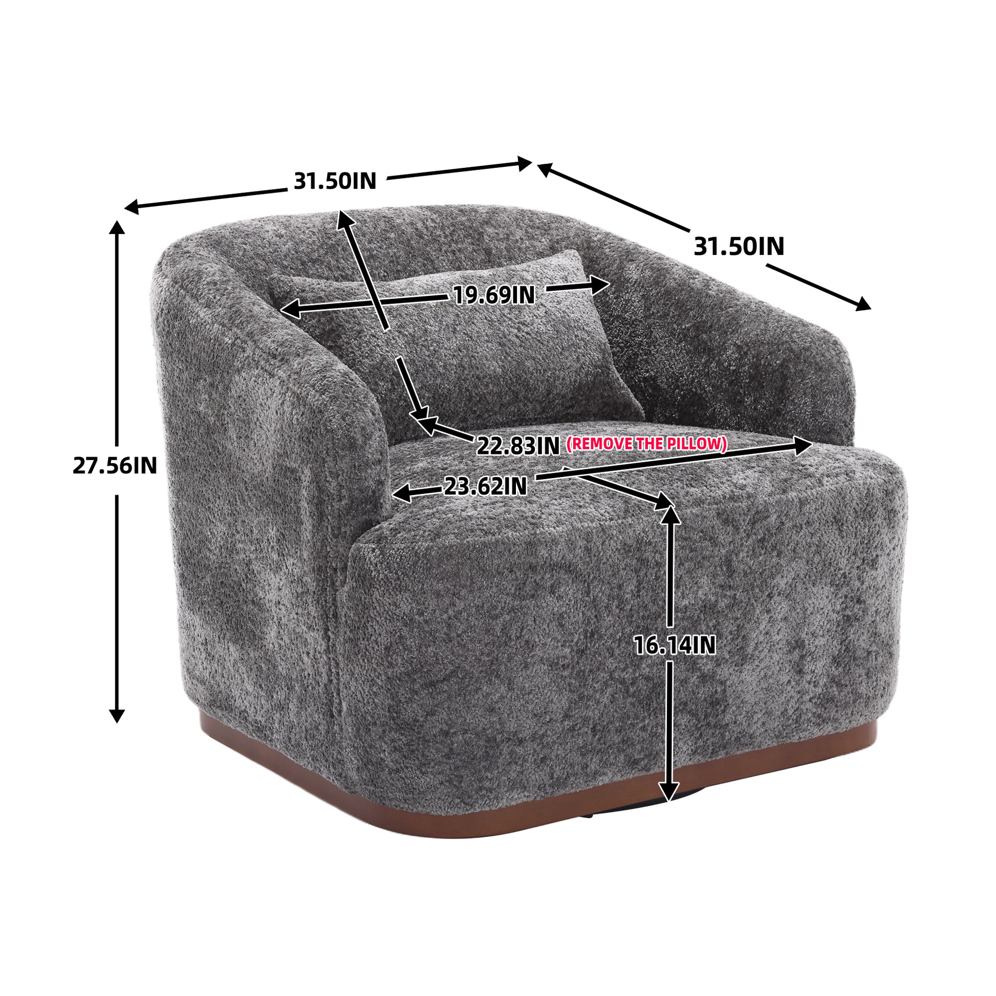 Coolmore Swivel Barrel Chair, Comfy Round Accent Sofa Chair For Living Room, 360 Degree Swivel Barrel Club Chair, Leisure Arm Chair For Nursery, Hotel, Bedroom, Office, Lounge Gray Gray Primary Living Space Foam Chenille
