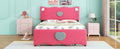 Full Size Upholstered Platform Bed With Trundle And Heart Shaped Decoration, Dark Pink Box Spring Not Required Full Dark Pink Wood Bedroom Bed Frame Faux Leather Upholstered