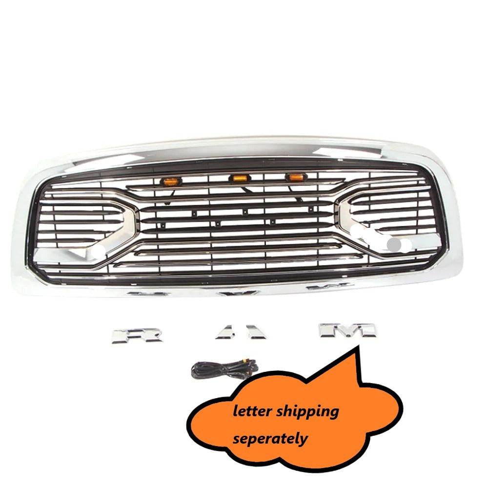 Front Grill For 2009 2010 2011 2012 Dodge Ram 1500 Chrome Grille Big Horn Style W Letters & Lights Matte Black Abs Abs