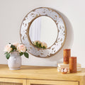 Mango Wood Aluminium Fitted Round Mirror Natural Wood