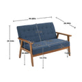 Coolmore Mid Century Modern Solid Loveseat Sofa Upholstered Linen Loveseat, 2 Seat Upholstered Loveseat Sofa Modern Couch Navy Linen 2 Seat